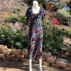Vintage velvet silk Nanette Lepore belle floral dress gown $648 Y2K luxe